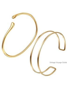 2 PCS Gold Arm Bracelet for Women Adjustable Arm Cuff Bangle